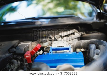 new lead-acid automotive electric battery replacement in old car