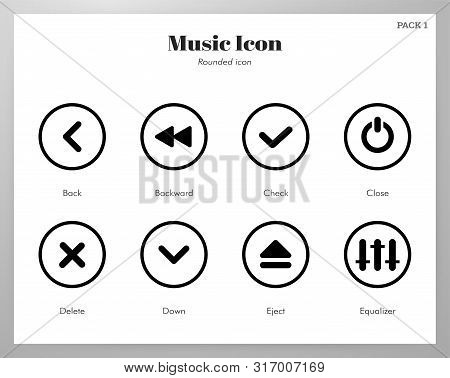 Music Vector Illustration In Rounded Line Design