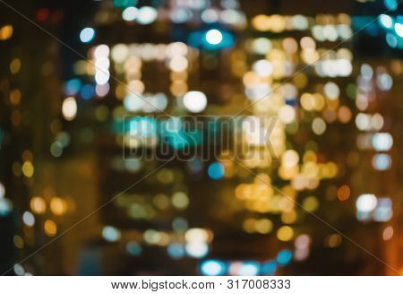 Blurred Abstract Bokeh Background Of San Francisco City Lights At Night