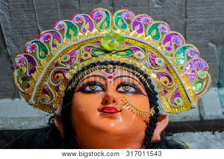 Clay Idol Face Of Goddess Durga