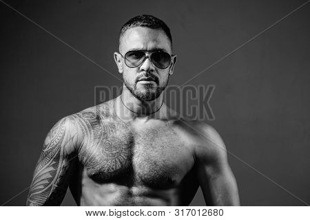 Mans Fashions Sungalass. Handsome Man Closeup Portrait. Stylish Latin Man. Handsome Guy Sad And Stro