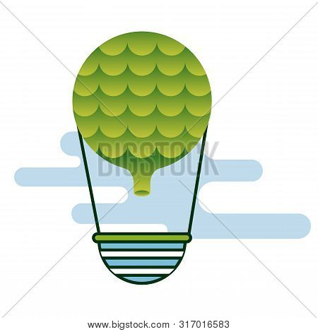 Hotair Balloon Flat Color Illustration. Children Cartoon Series.