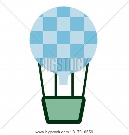 Hotair Balloon Flat Color Illustration. Children Cartoon Series.