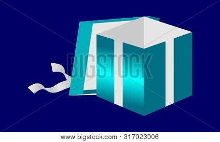 Surprice Gift Box Flat Logo Design Vector