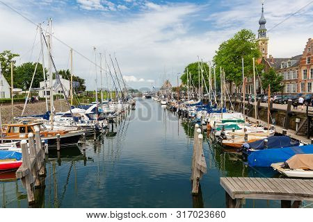 Harbor With Sailing Boats In Veere, Netherlands