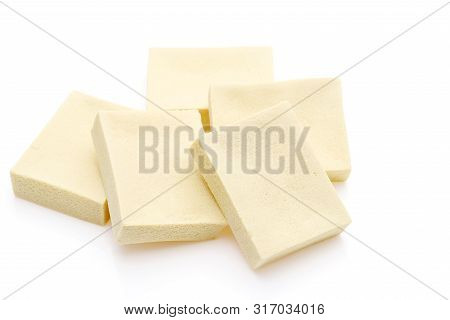 Close Up Of Japanese Food, Kouya Tofu On White Background