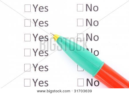 Ano, nebo ne cheklist detail