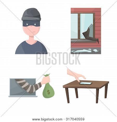 Vector Design Of Criminal And Police Sign. Collection Of Criminal And Robbery Stock Symbol For Web.