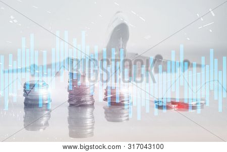 Andle Chart. Business Analysis, Financial Investment Concept. Economic Trend And Blurred Background 