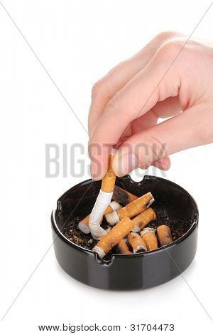 Colocando para fora isolateed de bunda de cigarro em branco