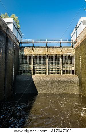 Lappeenranta, Finland - August 7, 2019: Lock On The Saimaa Canal At Malkia. View From Water.