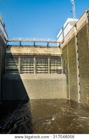 Lappeenranta, Finland - August 7, 2019: Lock On The Saimaa Canal At Malkia. View From Water.