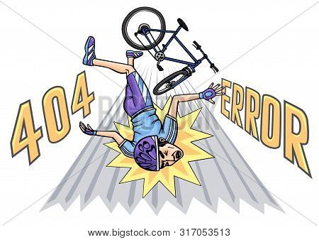 The Cyclist Was Unable To Keep His Balance And Fell Off His Bike.