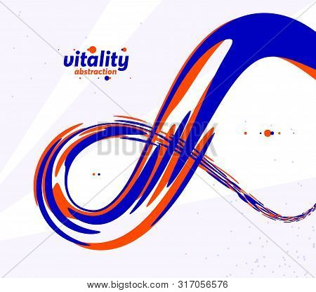 Abstract Curve Lines And Fluid Shapes Vector Background, Dynamic Energy Flow, Curvy Wavy Shapes Flow