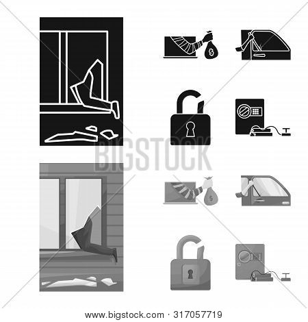 Vector Illustration Of Crime And Steal Symbol. Collection Of Crime And Villain Vector Icon For Stock