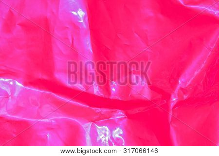 Wall Surface Plastic Texture. Abstract Background With Pink Shapes In Top View. Plastic Rough Surfac