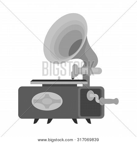 Vector Illustration Of Gramophone And Music Sign. Set Of Gramophone And Record Stock Symbol For Web.