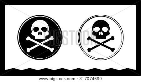 Pirate Mark - Skull And Bones In Black And White Are Isolated