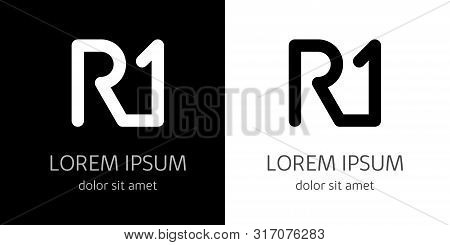 Monogram Letters And Numbers R1 For Company Brand On Black And White Background Vector Set
