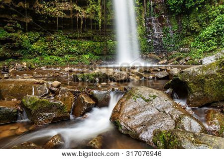 Mahua Waterfall In Crocker Range National Park Tambunan Sabah Borneo Malaysia