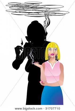 Vektör sigara karşıtı poster - sigara kadın gelecek