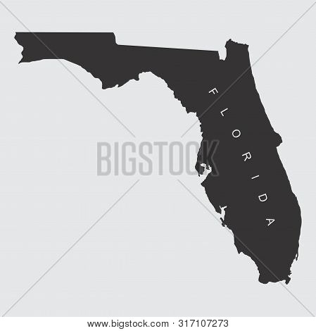 Florida Silhouette Map With Label Isolated On Gray Background