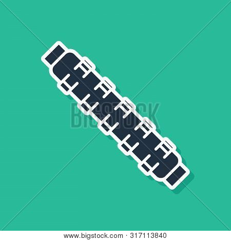 Blue Hunting Cartridge Belt With Cartridges Icon Isolated On Green Background. Bandolier Sign. Hunte
