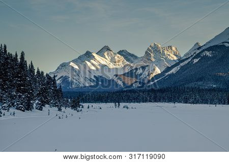 Sunset In The Mountains Of Spray Valley Provincial Park In Kananaskis, Alberta, Canada