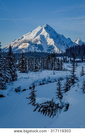 Sunset On Mount Nestor In Spray Valley Provincial Park In Kananaskis, Alberta, Canada