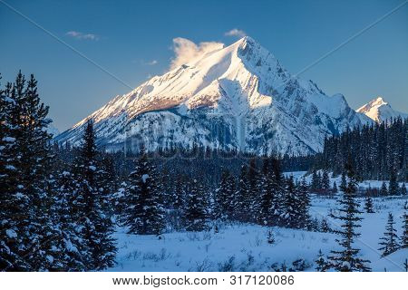 Sunset On Mount Nestor In Spray Valley Provincial Park In Kananaskis, Alberta, Canada
