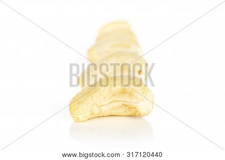 Lot Of Whole Unsalted Beige Cashew Isolated On White Background