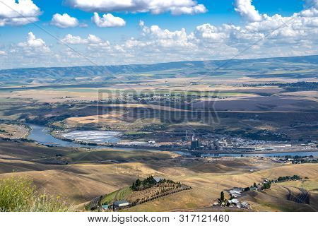 Cityscape View Of Lewiston Idaho, As Seen From Lewiston Hill Overlook On A Summer Day