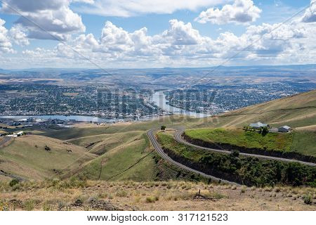 Cityscape View Of Lewiston Idaho, As Seen From Lewiston Hill Overlook On A Summer Day