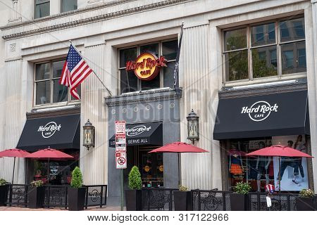 Washington, Dc - August 7, 2019: Exterior Of The Hard Rock Cafe, A Popular American Restaurant For T