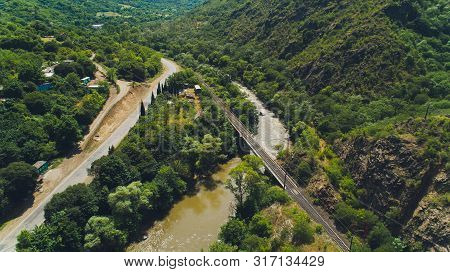 View From Above On Debed Canyon Town Alaverdi, Armenia.