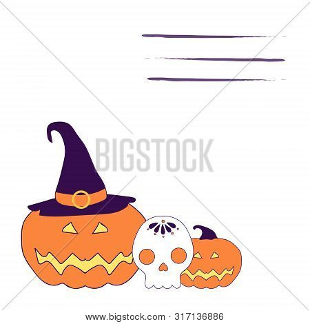 Happy Halloween Greeting Card. Vector Hand Drawn Illustration. Holiday Decoration