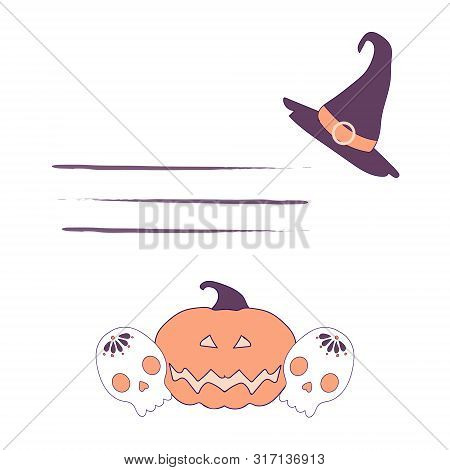 Happy Halloween Greeting Card. Vector Hand Drawn Illustration. Holiday Decoration
