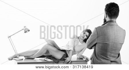 Its More Than Just Flirtation. Flirtatious Girl. Gorgeous Businesswoman Enjoying Flirtation With Bus