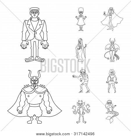 Vector Illustration Of Scary And Phantom Logo. Set Of Scary And Horror Vector Icon For Stock.