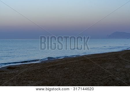 Early Morning Light During Sunrise Over Tyrrhenian Sea Near Sperlonga And Terracina, Lazio, Italy
