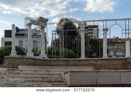 Stara Zagora, Bulgaria - August 5, 2018:  Auditorium Of The Antique Forum At Ruins Of Ancient Roman 