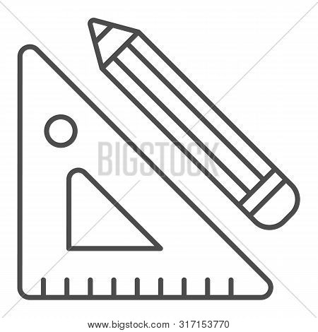 Ruler And Pencil Thin Line Icon. Draft Tools Vector Illustration Isolated On White. Drawind Tools Ou