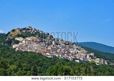 Image Of A Typical Mediterranean Town On The Mountains