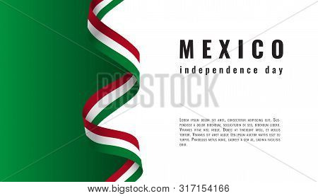Viva Mexico Background With Ribbon Independence Day Vector