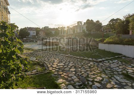 Stara Zagora, Bulgaria - August 5, 2018:  Ruins Of Ancient Roman City Of Augusta Traiana In The Cent