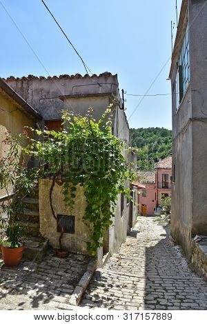 Narrow Street Between The Houses Of An Italian Medieval Village