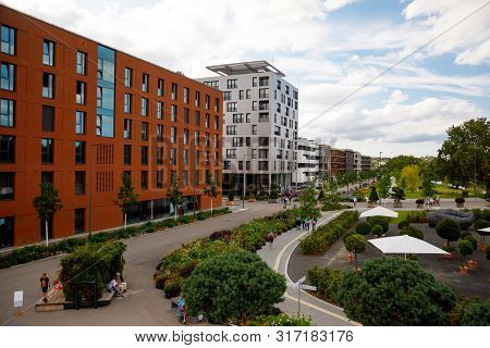 Heilbronn, Germany - August 12, 2019: Colorful Modern District During The Federal Garden Show 2019 B