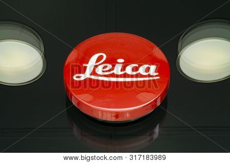 Wetzlar, Germany April 2018: Leica Logo.  Leica Camera Ag Is An Internationally Operating, Premium-s