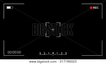 Vector Interface Viewfinder Digital Camera. Record Video Camera Viewfinder Template With Black Backg