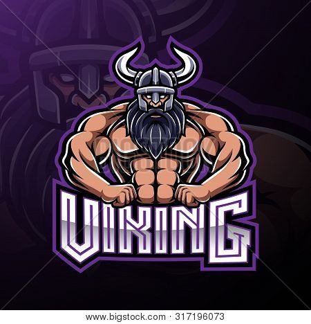 Viking Mascot Gaming Logo Design With Text